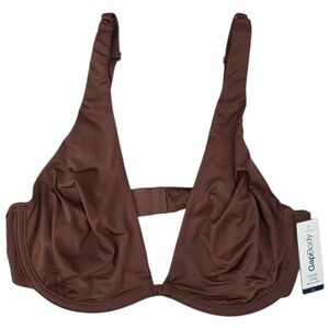 GapBody Everyday Unlined Built Up Bra 32C Brown Soft Breathable Fabric